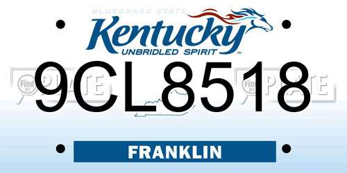 9CL8518 Kentucky License Plate