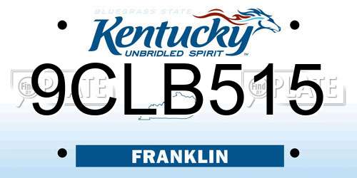 9CLB515 Kentucky License Plate