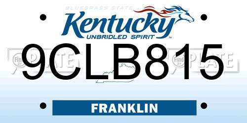 9CLB815 Kentucky License Plate