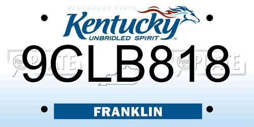 9CLB818 Kentucky License Plate