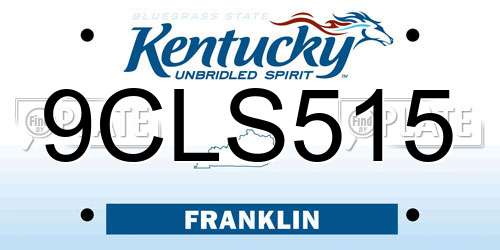 9CLS515 Kentucky License Plate