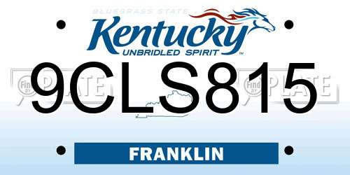9CLS815 Kentucky License Plate