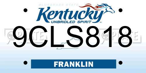 9CLS818 Kentucky License Plate