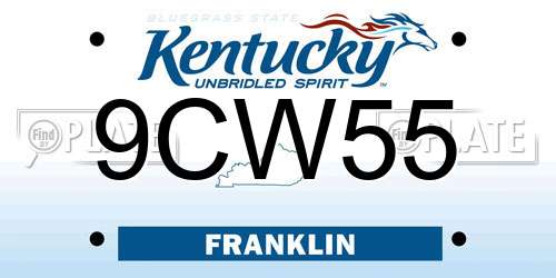 9CW55 Kentucky License Plate