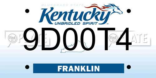 9D00T4 Kentucky License Plate