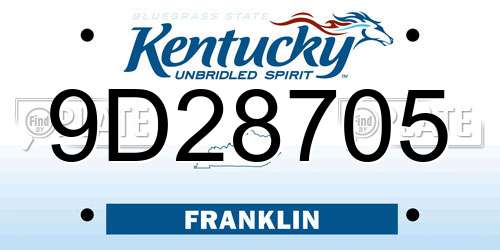 9D28705 Kentucky License Plate