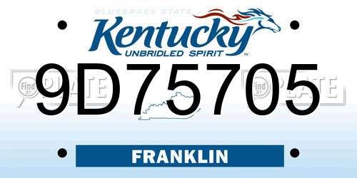 9D75705 Kentucky License Plate