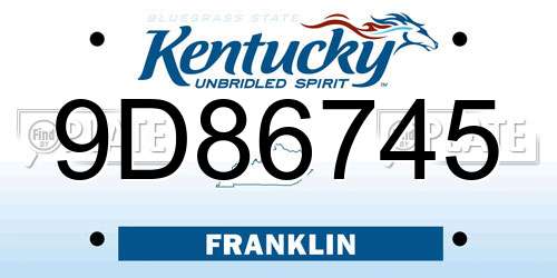 9D86745 Kentucky License Plate