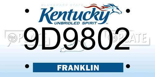 9D9802 Kentucky License Plate