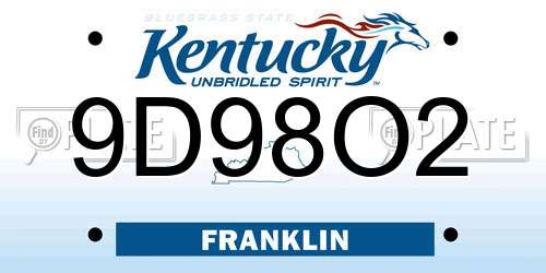 9D98O2 Kentucky License Plate