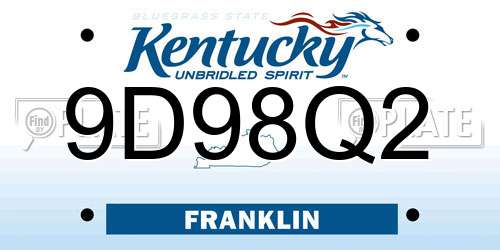 9D98Q2 Kentucky License Plate
