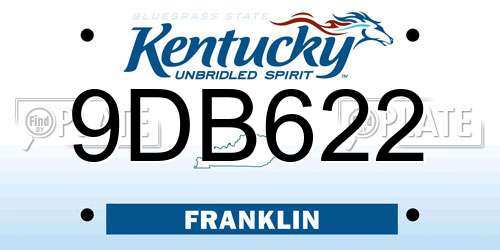 9DB622 Kentucky License Plate