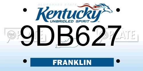 9DB627 Kentucky License Plate