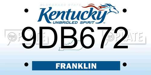 9DB672 Kentucky License Plate