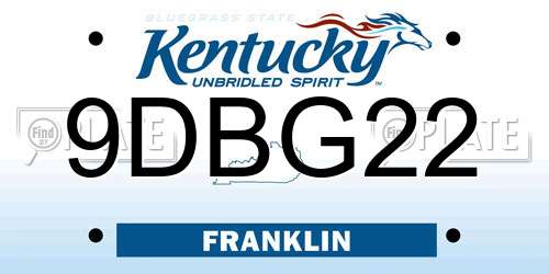 9DBG22 Kentucky License Plate