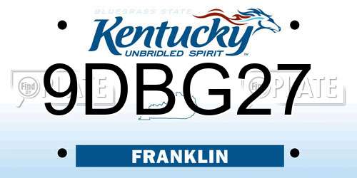 9DBG27 Kentucky License Plate