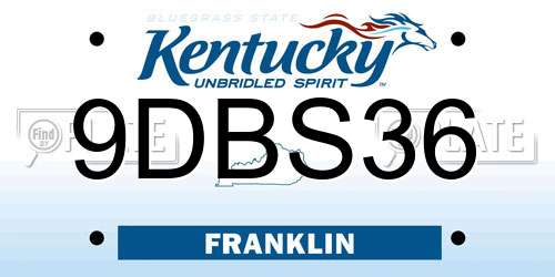 9DBS36 Kentucky License Plate