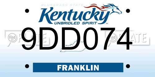 9DD074 Kentucky License Plate