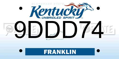 9DDD74 Kentucky License Plate