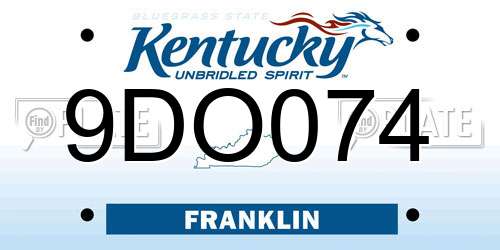 9DO074 Kentucky License Plate