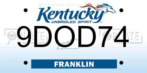 9DOD74 Kentucky License Plate