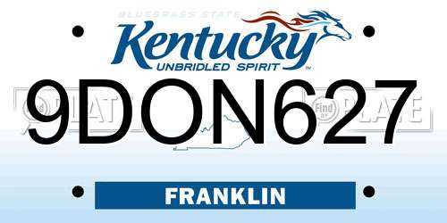 9DON627 Kentucky License Plate