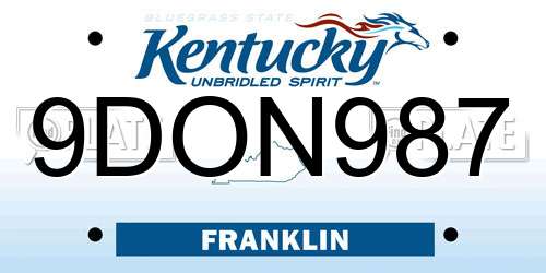 9DON987 Kentucky License Plate