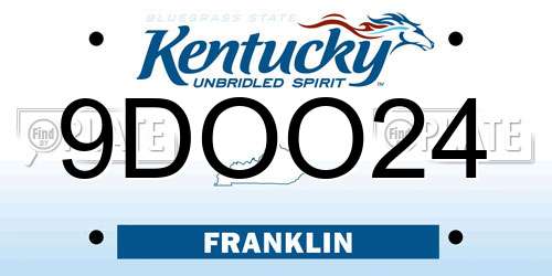 9DOO24 Kentucky License Plate