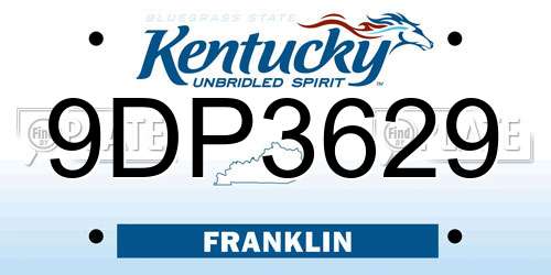 9DP3629 Kentucky License Plate