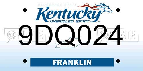 9DQ024 Kentucky License Plate