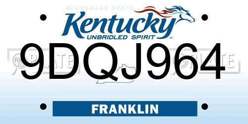 9DQJ964 Kentucky License Plate