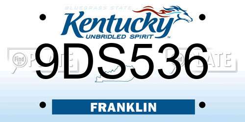 9DS536 Kentucky License Plate