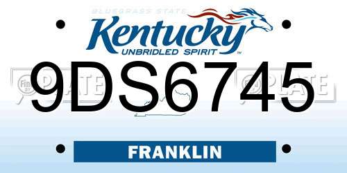 9DS6745 Kentucky License Plate