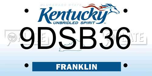 9DSB36 Kentucky License Plate