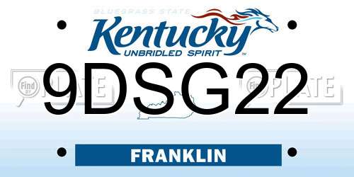 9DSG22 Kentucky License Plate