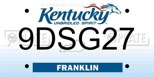 9DSG27 Kentucky License Plate