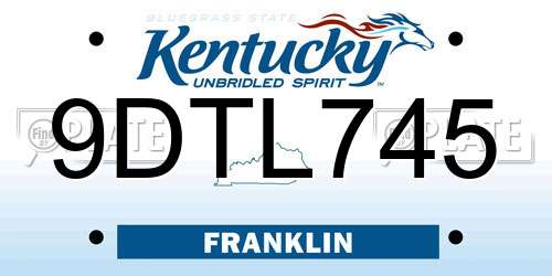 9DTL745 Kentucky License Plate