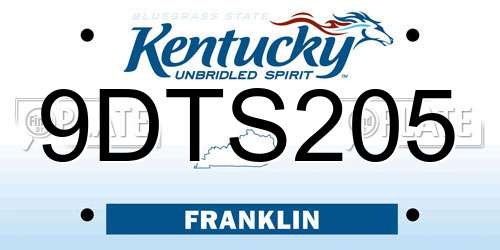 9DTS205 Kentucky License Plate