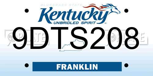 9DTS208 Kentucky License Plate