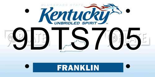 9DTS705 Kentucky License Plate