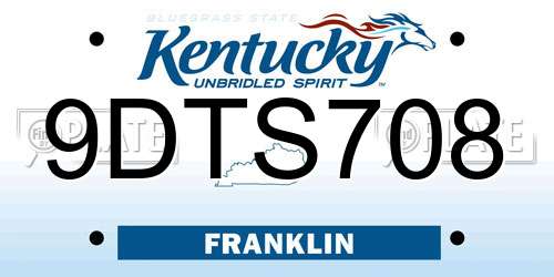 9DTS708 Kentucky License Plate
