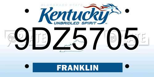 9DZ5705 Kentucky License Plate
