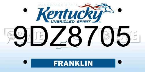 9DZ8705 Kentucky License Plate