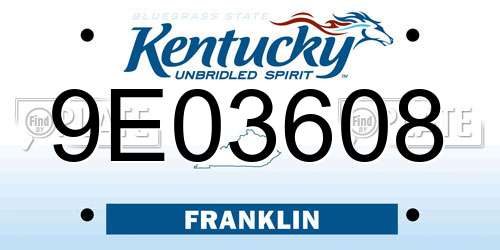 9E03608 Kentucky License Plate