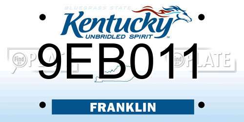 9EB011 Kentucky License Plate