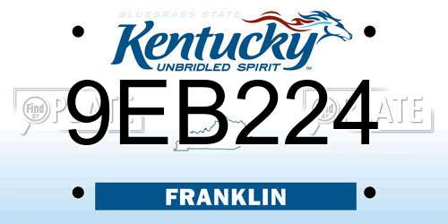9EB224 Kentucky License Plate