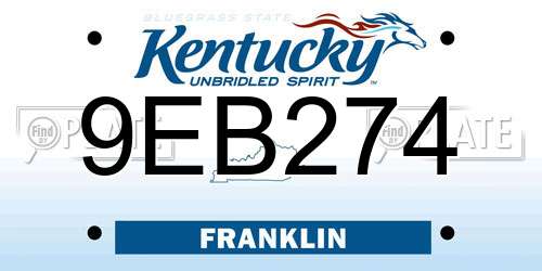 9EB274 Kentucky License Plate