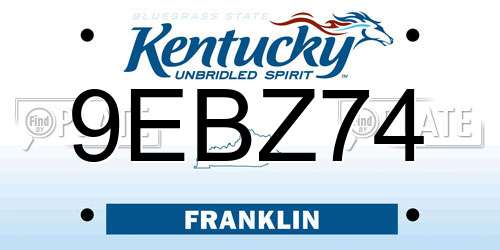 9EBZ74 Kentucky License Plate