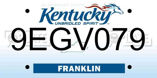 9EGV079 Kentucky License Plate