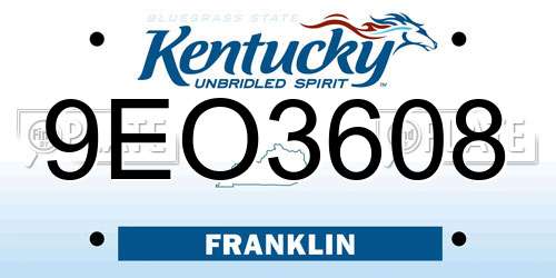 9EO3608 Kentucky License Plate